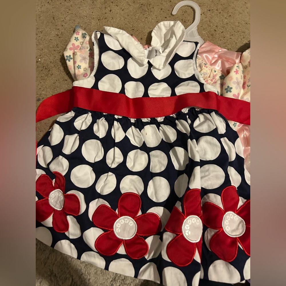 Rare Editions Navy and Red Floral Kids Dress